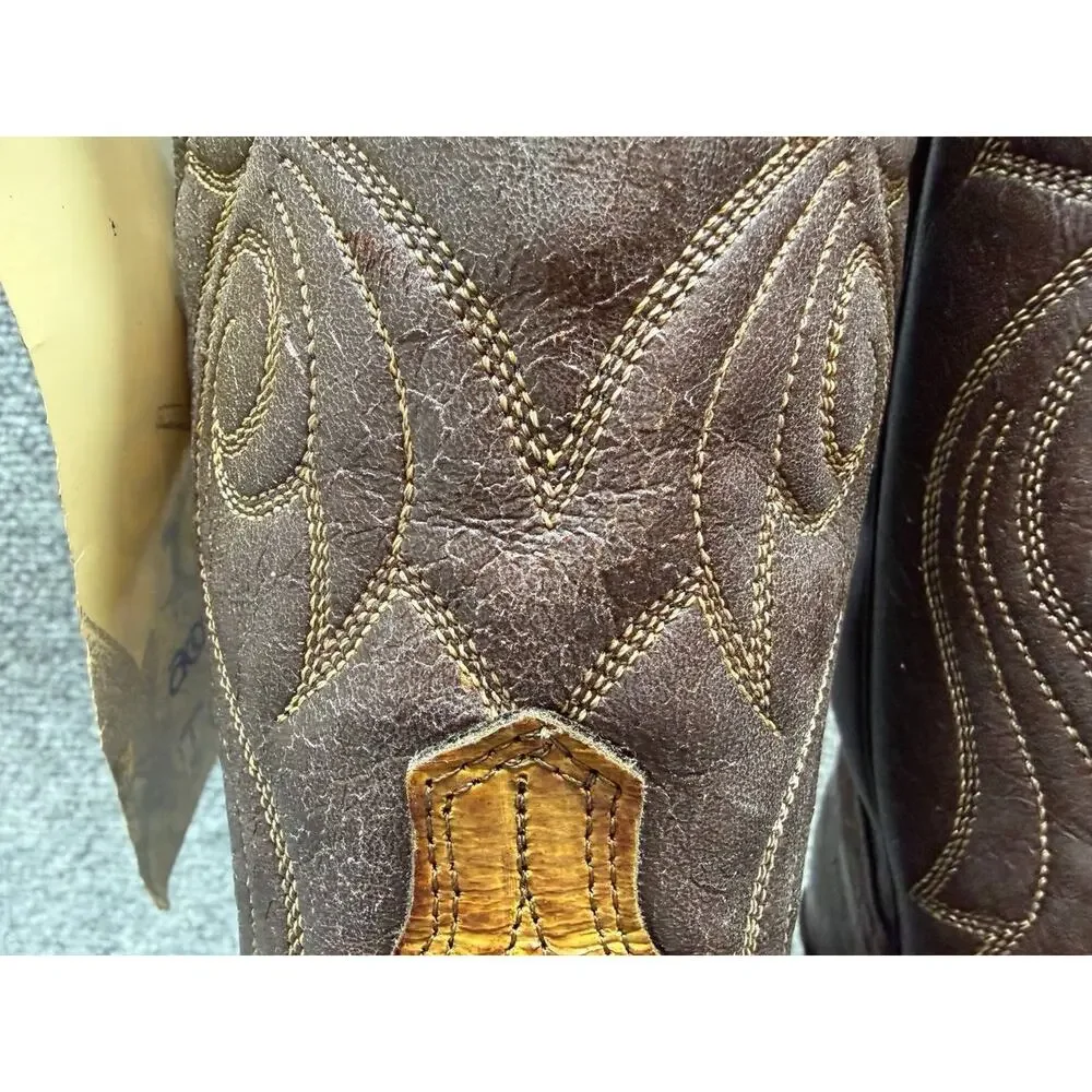 ACME Men Western Cowboy Boots Croc Embossed Leather US 8.5 D